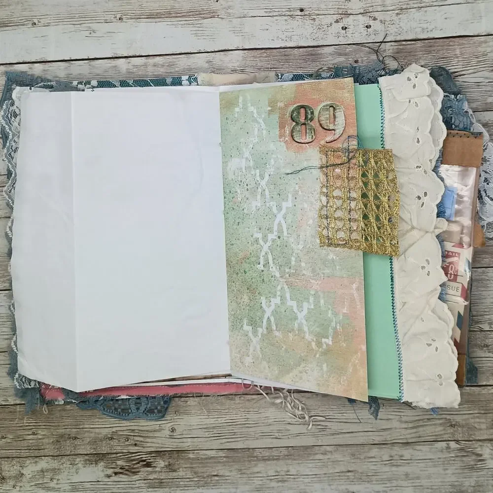 Turquoise Embellished Junk Journal: Flowers, Birds and Butterflies (Laugh)